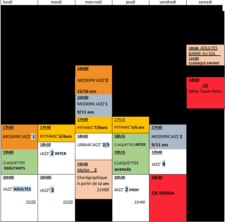 Calendrier Dans'Club 2026 2027